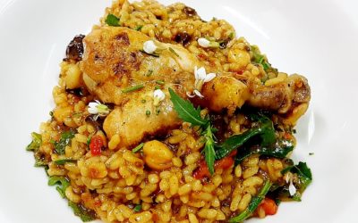 Arroz de pollo y Diplotaxis erucoides