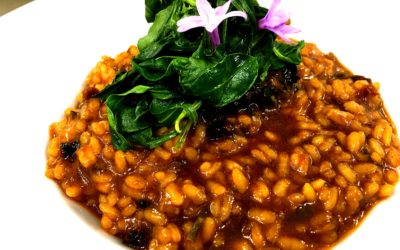 Arroz de hierbas silvestres con hierbas fermentadas