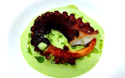 Pulpo con crema de Diplotaxis