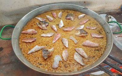 Arroz de salmonetes y escorpa.