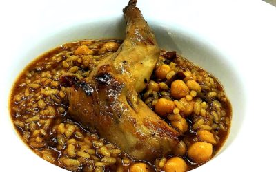 Arroz de conejo con garbanzos en olla exprés